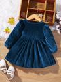 Baby Girl Bow Front Puff Sleeve Dress