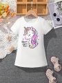 Little Girls' Cartoon Letter Printed Dress