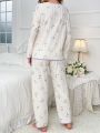 Floral Print Contrast Binding PJ Set