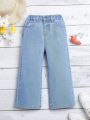 Toddler Girls' Heart Pattern Faux Pocket Straight Leg Jeans