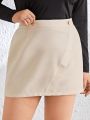 SHEIN Privé Plus Size Women's Elegant Elastic Waist Skirt