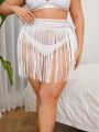 SHEIN Swim BohoFeel Plus Size Women'S Fringed Cover Up Skirt