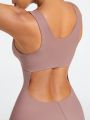 SHEIN SHAPE Ladies Solid Color Round Neck Pom Pom Trim Shapewear Dress