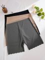 Women'S Plus Size Solid Color Elastic Waist Panties (3pcs/Pack)