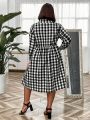 Plus Size Plaid Shirt Dress For Women