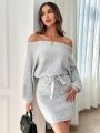 SHEIN Privé Batwing Sleeve Bodycon Sweater Dress