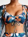 SHEIN Swim BohoFeel Random Leaf Print Bikini Set