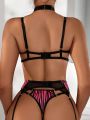 Wild 5pcs/Set Zebra Print Sheer Mesh Perspective Sexy Lingerie