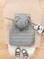 SHEIN Baby Boy 1pc 3D Ear Design Hooded Vest Jacket