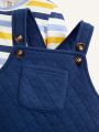 Cozy Cub Baby Boy Striped Tee & Pocket Front Overalls