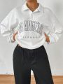 Daily&Casual Diamond Check Letter Print Loose Sports Sweatshirt