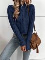 SHEIN Frenchy Solid Color Cable Knitted Sweater