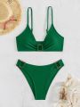 SHEIN Swim Vcay Solid Color Two-piece Swimsuit Set