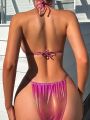 SHEIN Swim SXY Holographic Bikini Swimsuit Set With Circular Accents