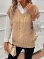 SHEIN LUNE Cable Knit Batwing Sleeve Sweater Vest