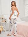 Women's Floral Butterfly Print Pajama Set