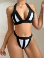 SHEIN Swim BAE Women'S Color Block Swimsuit Set