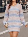 SHEIN Privé Women's Plus Size Striped & Twisted Knit Sweater Dress