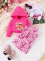 Baby Girls' Trendy Hooded Sweatshirt Dress Two Piece Outfit