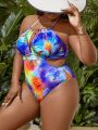 SHEIN Swim SXY Plus Size Tie Dye Cut-Out One Piece Swimsuit