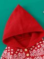 Unisex Baby Red Casual Cute Christmas Hooded Sweater Romper