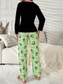 Letter & Cartoon Graphic PJ Set