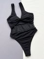 SHEIN Swim SXY Women's One-piece Swimsuit With Hollow-out Waist