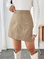 SHEIN Qutie High Waist PU Leather Skirt