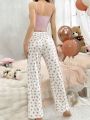 Ladies' Camisole & Small Floral Print Long Pants Pajamas Set