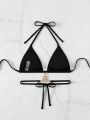 SHEIN Swim Vcay Knotted Back Triangle Cup Bikini Top