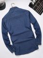 Men Flap Pocket Denim Shirt Without Tee