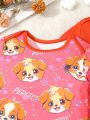 Baby Girls' Cute Dog & Letter Print Long Sleeve 3-Pack Jumpsuit