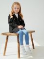 SHEIN Kids EVRYDAY Young Girl Flap Pocket Drop Shoulder Corduroy Coat