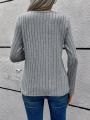 Asymmetrical Neck Ribbed Knit Tee