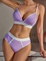 Color-Block Wireless Bra And Triangle Panties Set