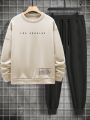 Extended Sizes Men's Big & Tall Letter Print Fleece Sweatshirt And Jogger Set