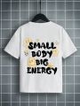 SHEIN Tween Boys Casual Cartoon Expression Short-Sleeved Round Neck T-Shirt Suitable For Summer