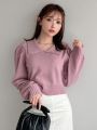 FriFul Solid Puff Sleeve Sweater