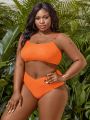 SHEIN Swim Vcay Plus Size Solid Color Swimsuit Suit