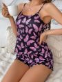 Maryam Alam Women'S Butterfly Printed Camisole And Shorts Pajama Set