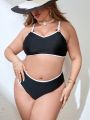 SHEIN Swim Chicsea Plus Size Colorblock Swimsuit With Trim