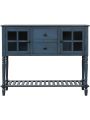 Sideboard Console Table with Bottom Shelf, Farmhouse Wood/Glass Buffet Storage Cabinet Living Room