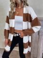 SHEIN Frenchy Women's Stripe Drop Shoulder Open Front Cardigan