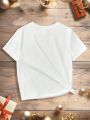 Tween Girls' Casual Cartoon Pattern Short Sleeve T-Shirt, Suitable For Summer