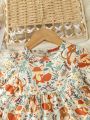 Baby Girls' Elegant And Sweet Fox & Tiger Print Floral Dress