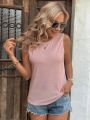 SHEIN LUNE Solid Color Crew Neck Casual Tank Top