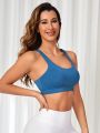 SHEIN Yoga Basic Solid Color Sport Bra For Women