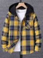 SHEIN Kids EVRYDAY Tween Boy Plaid Print Hooded Shirt Without Tee