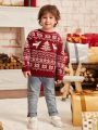 SHEIN Toddler Boys Christmas Pattern Sweater