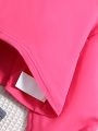 SHEIN Kids EVRYDAY Tween Girls Cropped Sweatshirt And Letter Printed Vest Dress 2pcs/Set